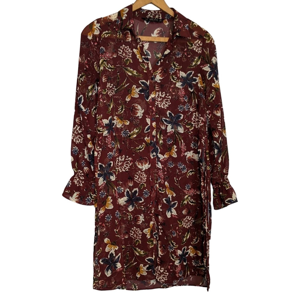 Boho Zara Ditsy Floral Button Front Duster Oversized Romantic Cottage Core  XS